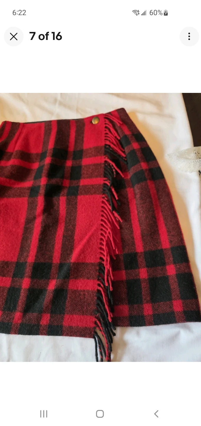 Red and black plaid wrap skirt