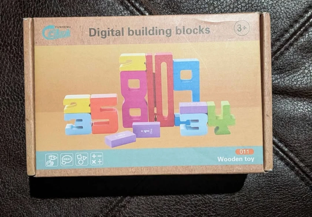 🏈Brand New Wooden Number Building Blocks puzzles - photo 2