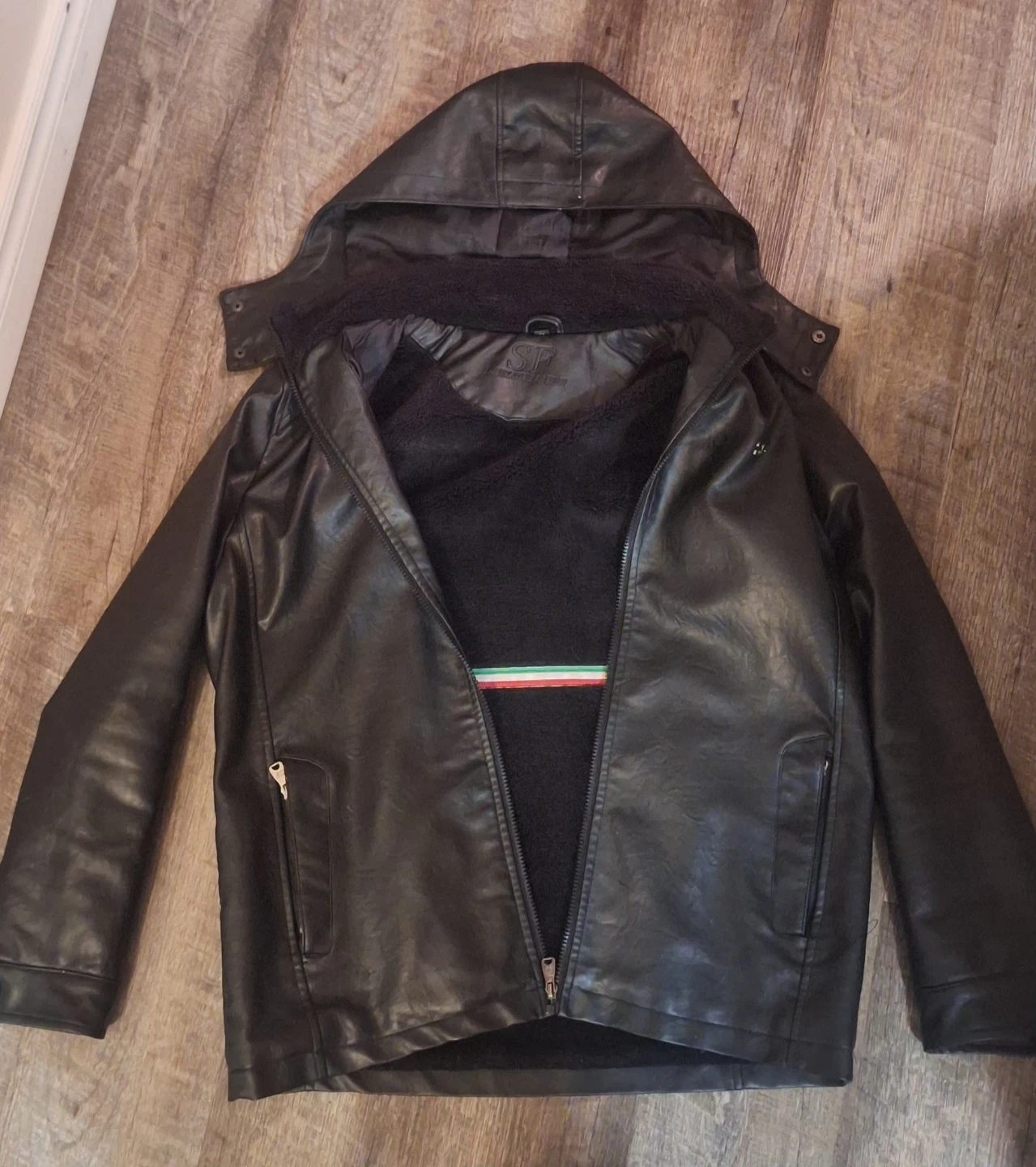 SF Men's Black Hooded Leather Jacket