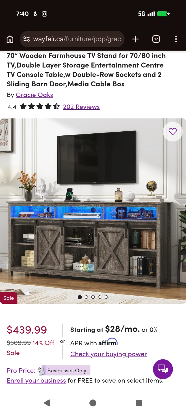 Gracie Oaks 70 inch Farmhouse TV Stand - photo 2