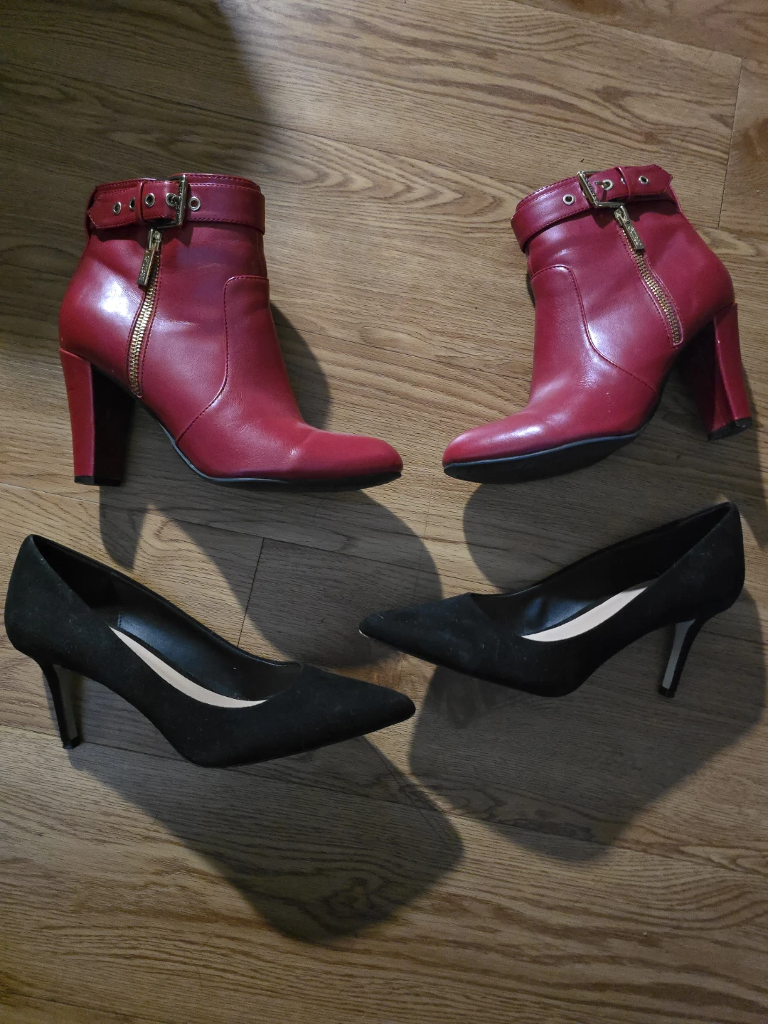 Guess Red Ankle Boots & Black Heels