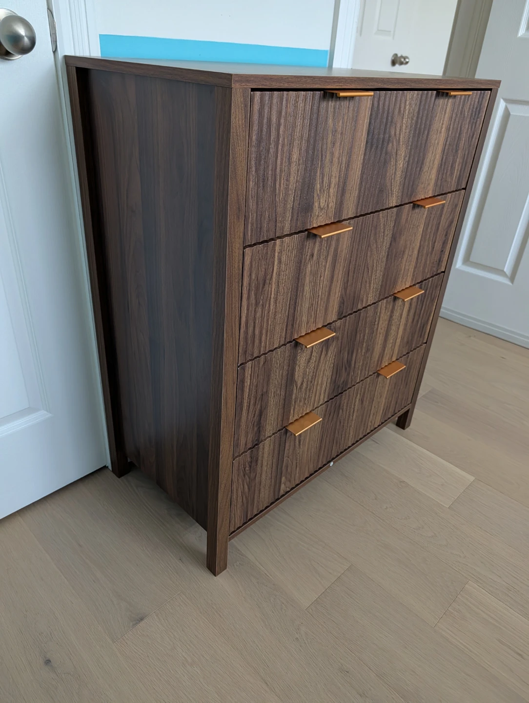 Wayfair 4-Drawer Walnut Finish Dresser with Gold Handles - photo 3