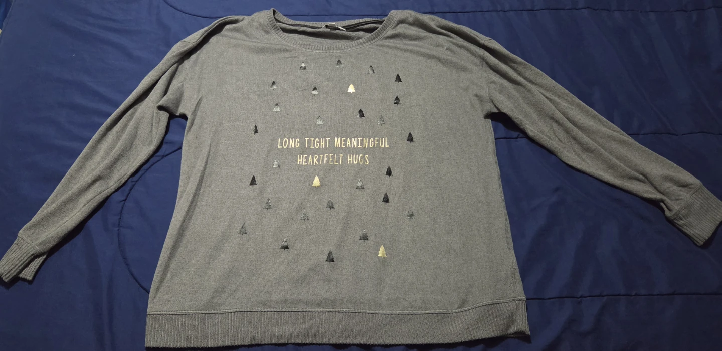 Grey Graphic Xmas Long Sleeve Sweater