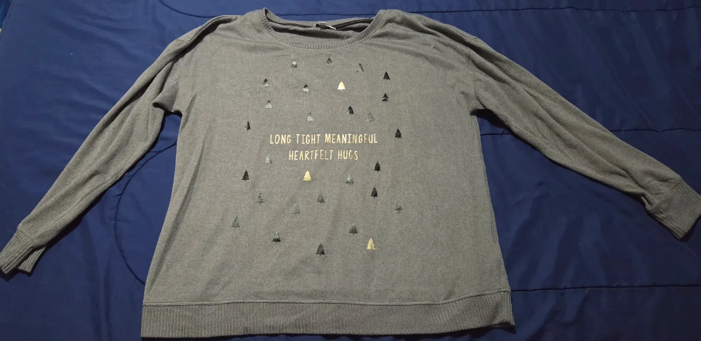 Grey Graphic Xmas Long Sleeve Sweater