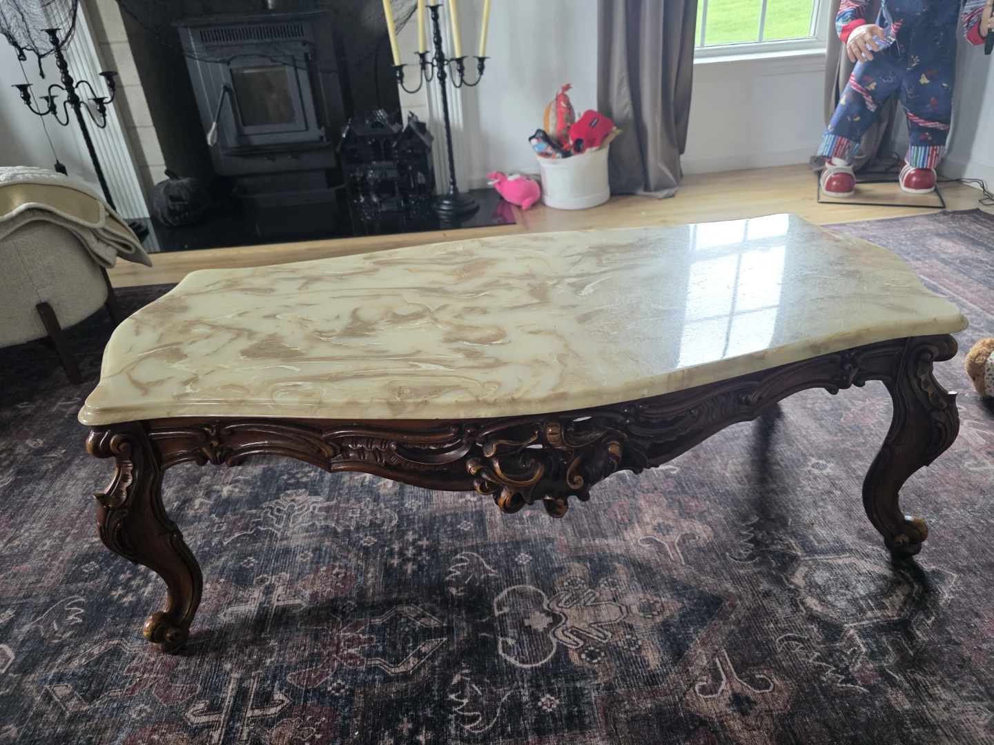 Vintage Marble Top Coffee Table