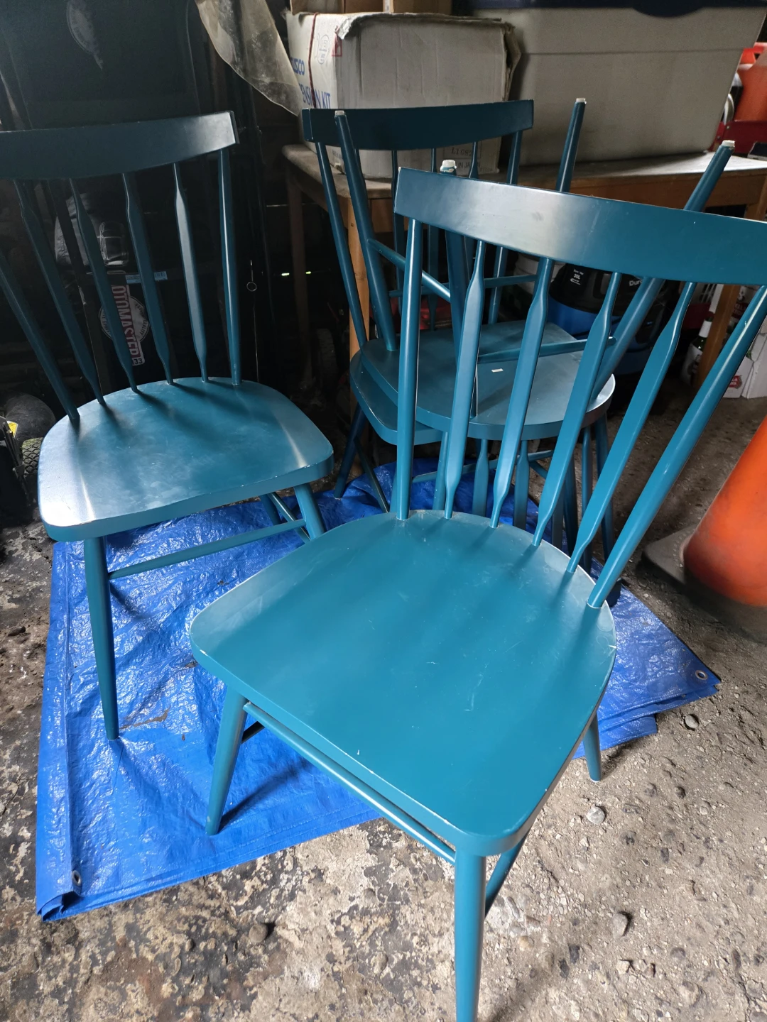 Set of 4 Teal Windsor-Style Dining Chairs - photo 2