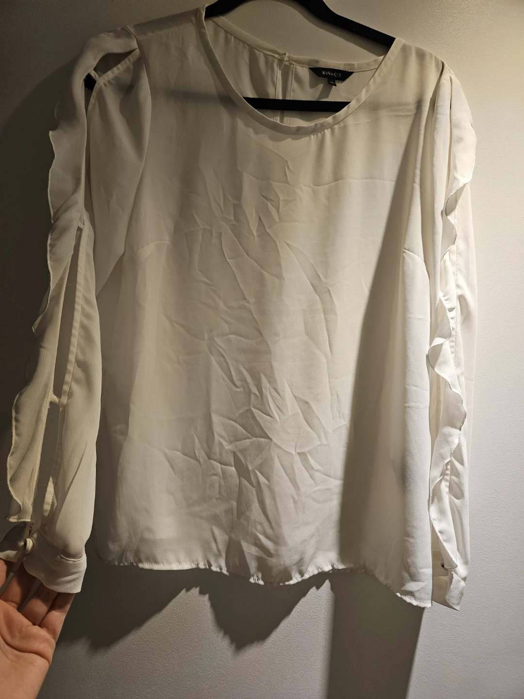 RW&CO White Blouse with Ruffle Sleeves