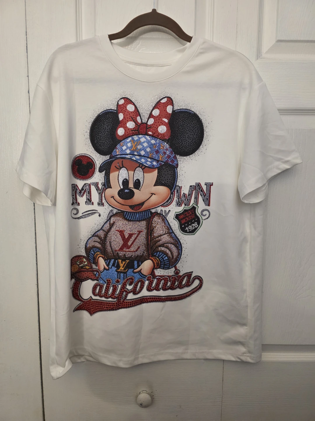 White Minnie Mouse Rhinestone T-shirt