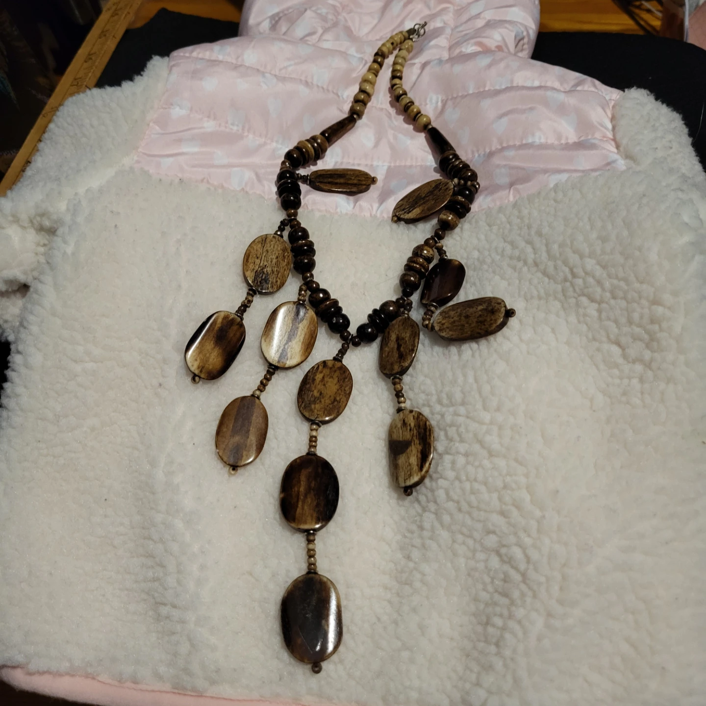 Wooden Bead Statement Necklace