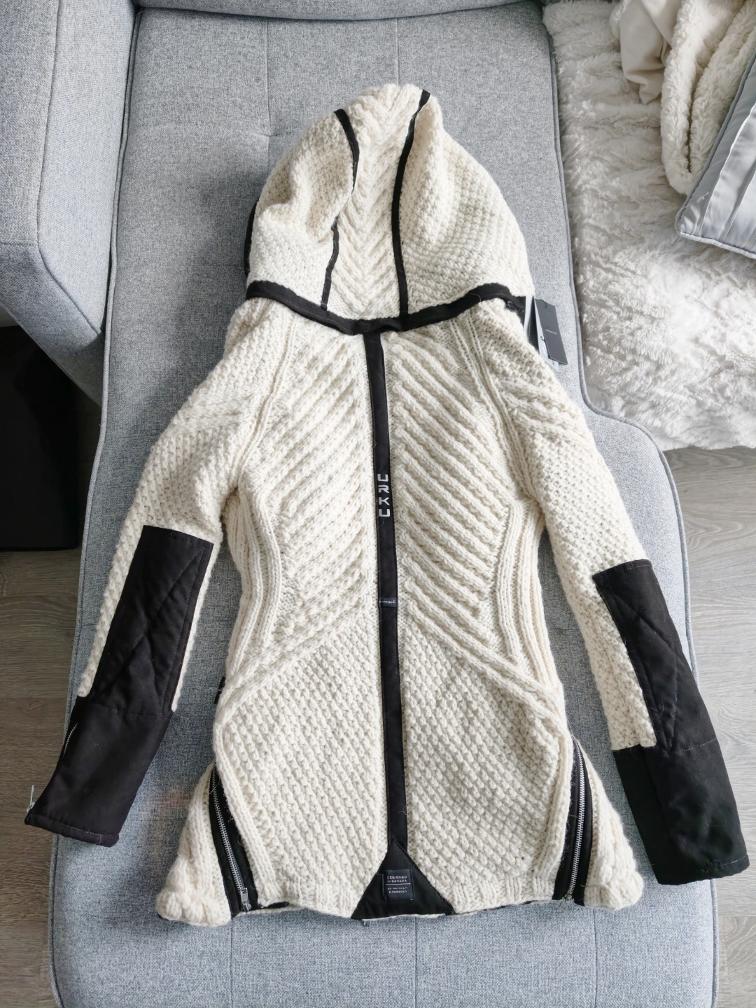 URKU Sofia Cream Knit Hooded Jacket M - photo 2