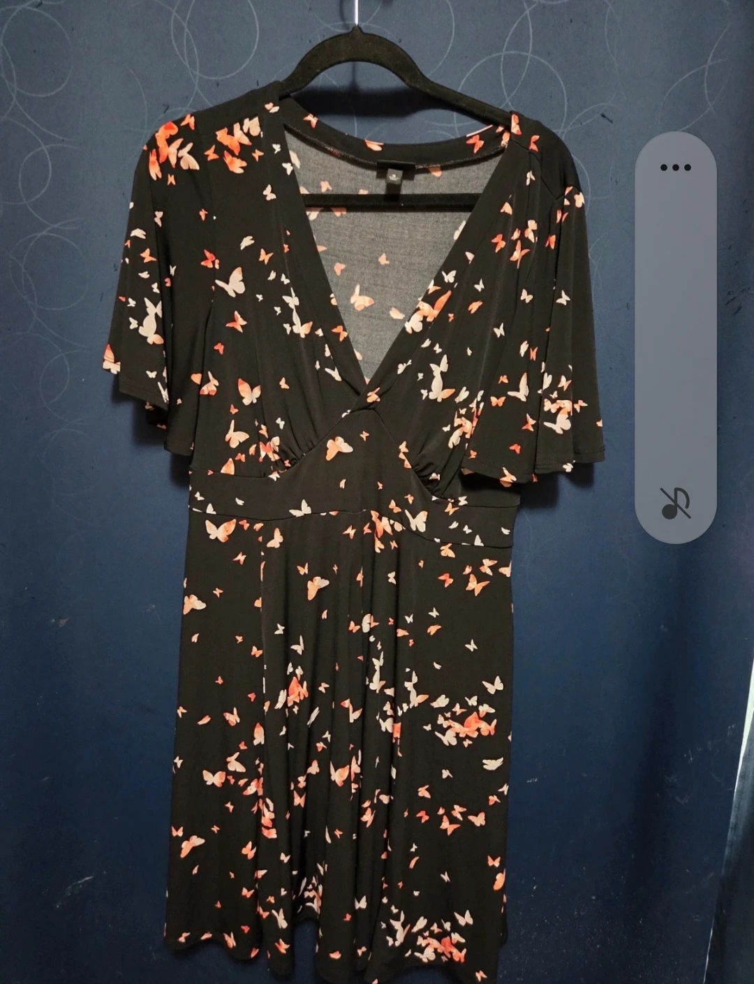 Black Butterfly Print Dress