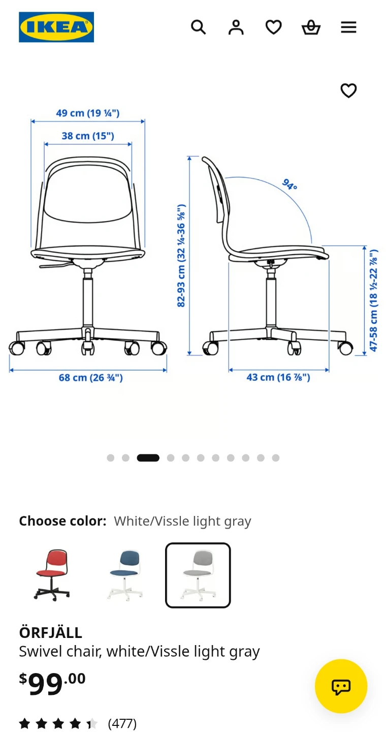 ✴️Cushion Swivel Desk Chair (White & Grey) - Spotless! - photo 4