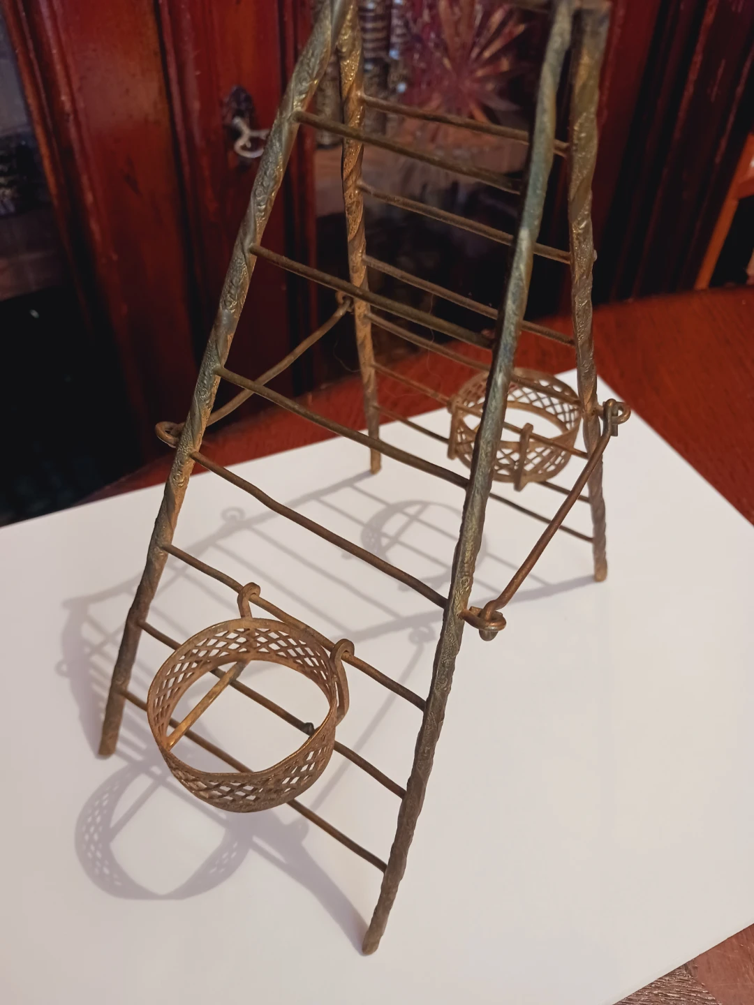 Vintage Brass Miniature Ladder Candle Holder