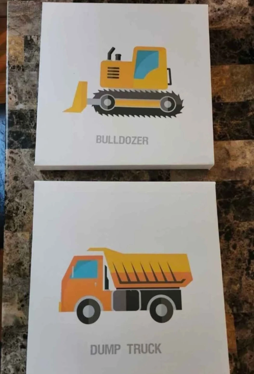 Set of Two Construction Vehicle Wall Art Canvases 🏈