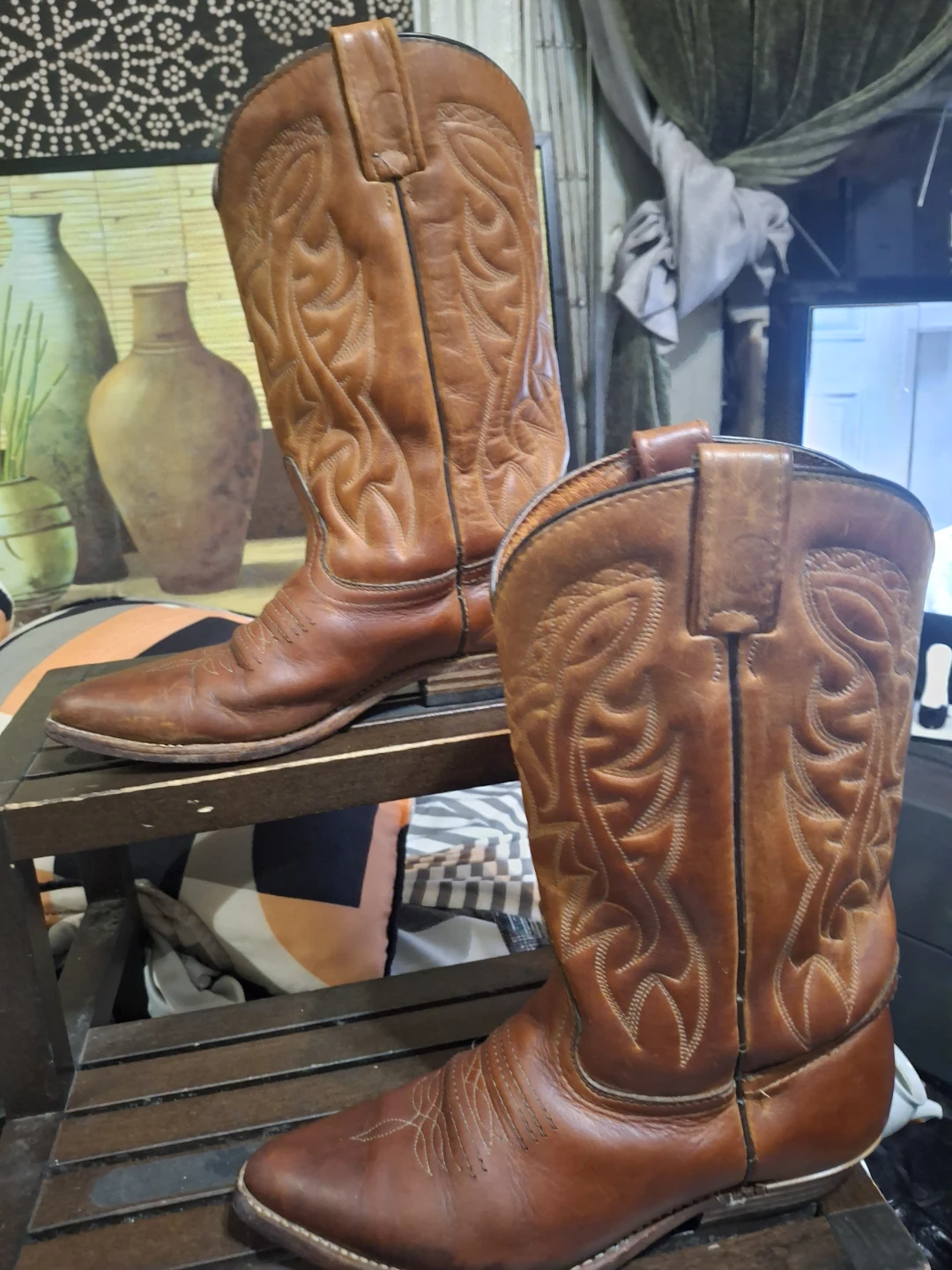 Classic Brown Leather Cowboy Boots - photo 2