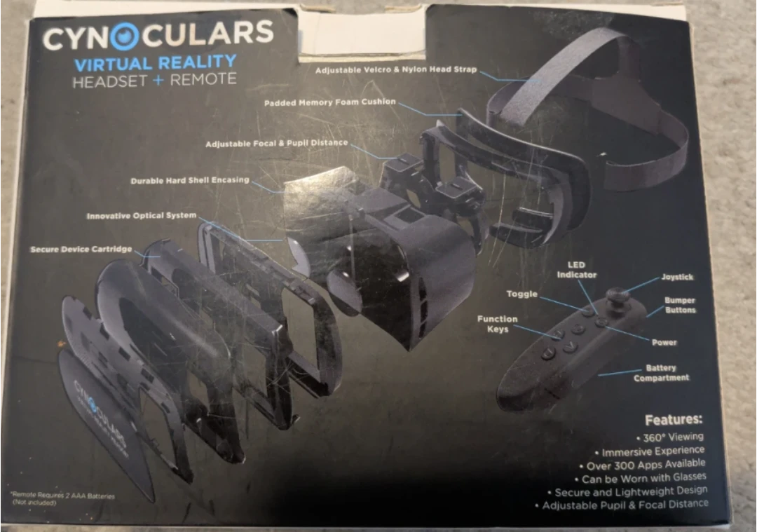 Cynoculars Virtual Reality Headset and Remote - photo 2