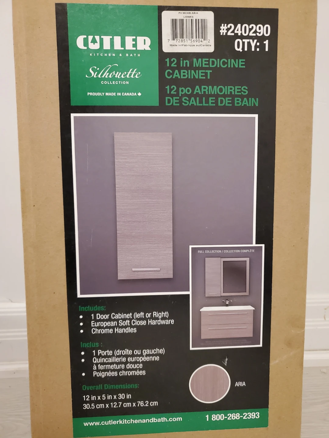 [New in Box] Cutler Silhouette 12 in Medicine Cabinet