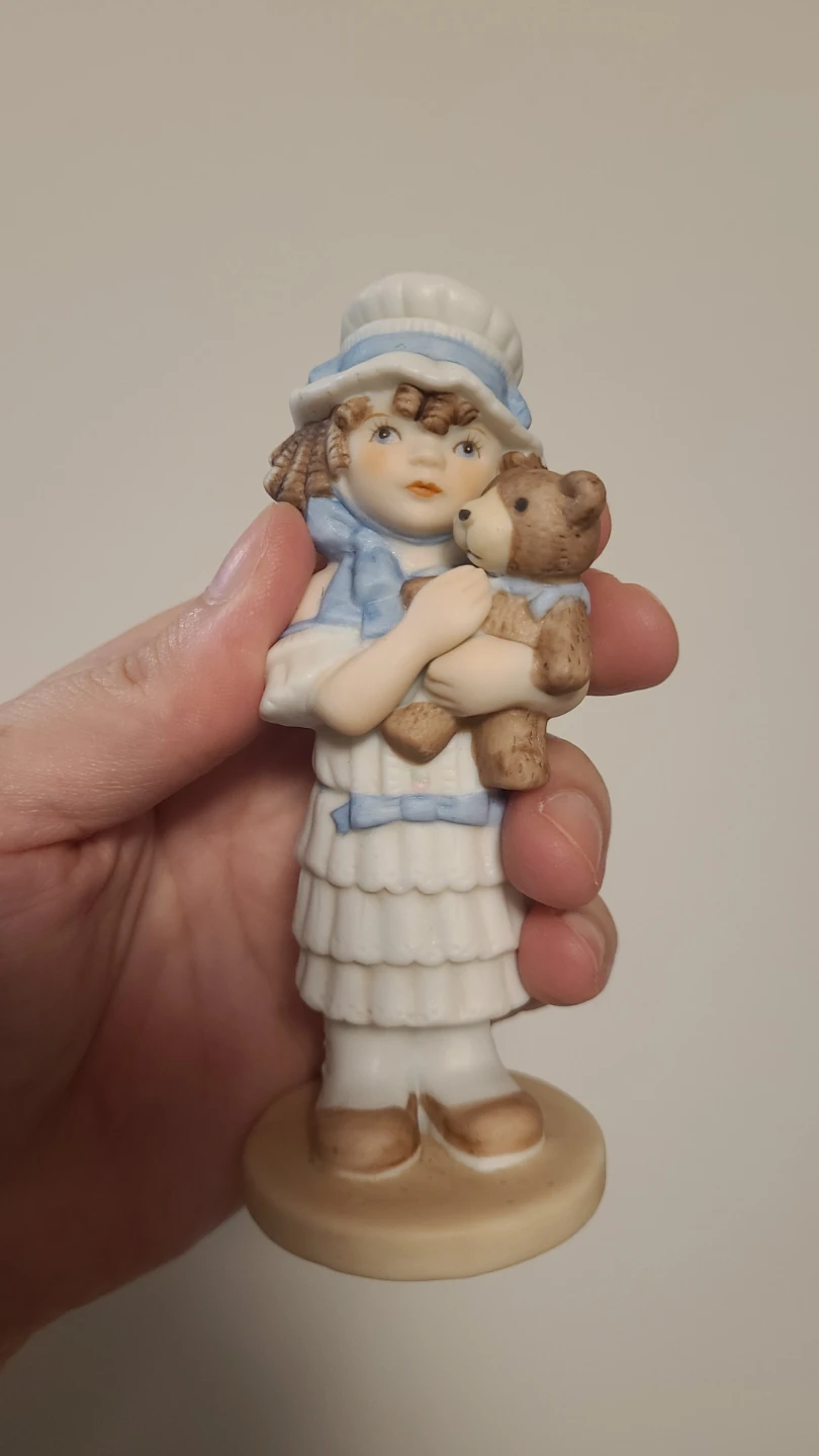 Vintage Porcelain Figurine Girl with Teddy Bear