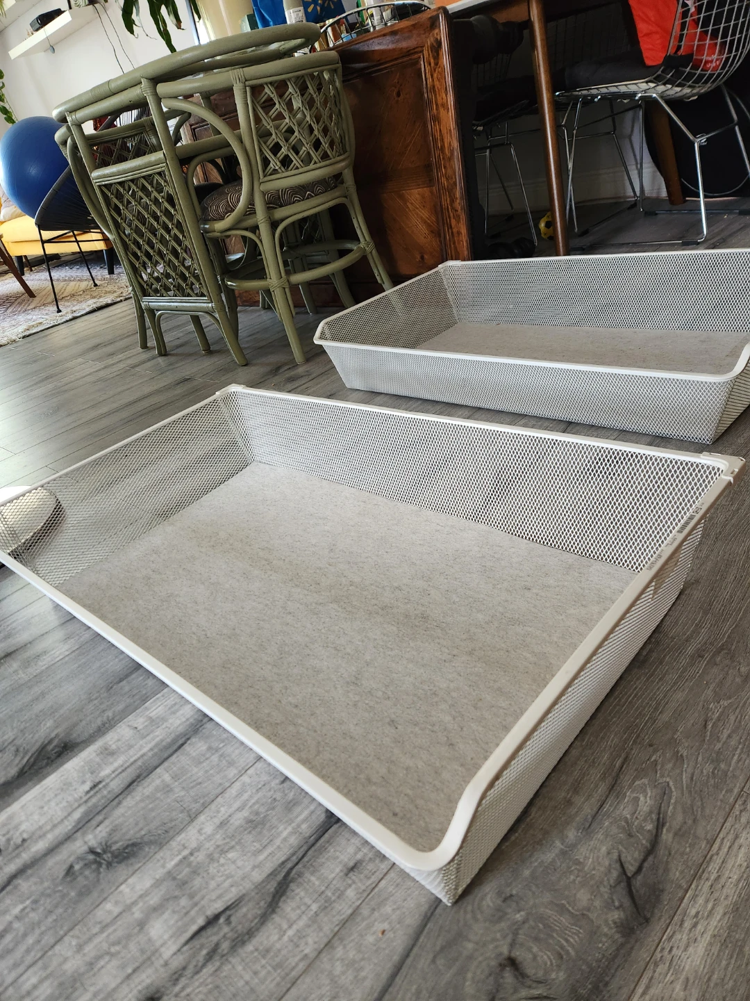 2 IKEA Komplement White Wire Baskets