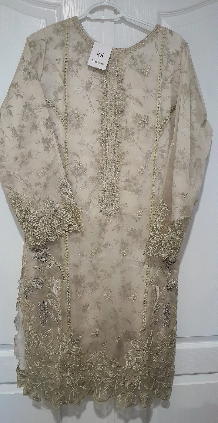 Brand New Tawakkal Fabrics 3Pc Semi-formal (Large) + Clutch