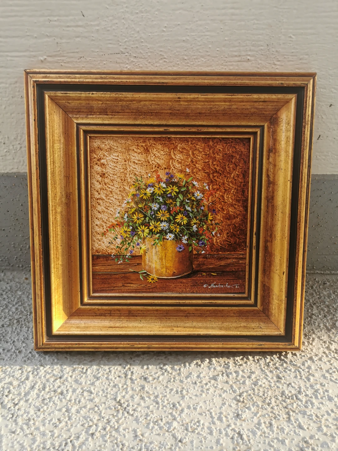 Gerda Neubacher 1982 Original Oil Painting Framed Floral Art