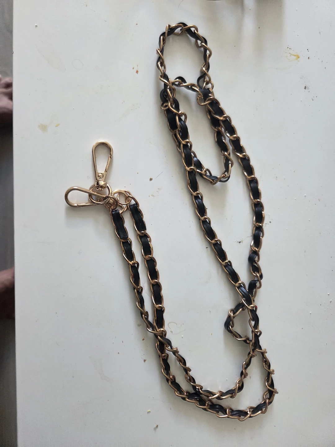 Gold and black woven chain purse strap - photo 4