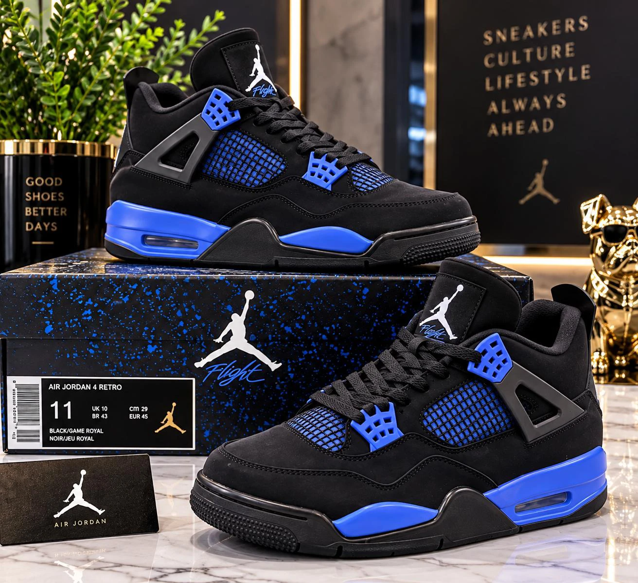 Air Jordan 4 Retro Black Game Royal Size 11 - photo 2