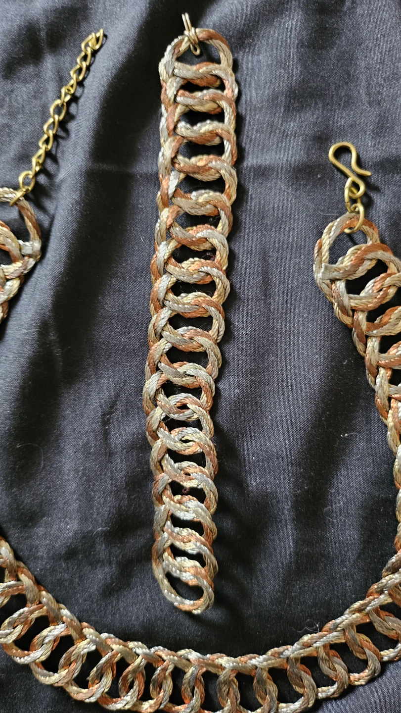 Braided Metal Link Necklace and Bracelet Set - photo 3
