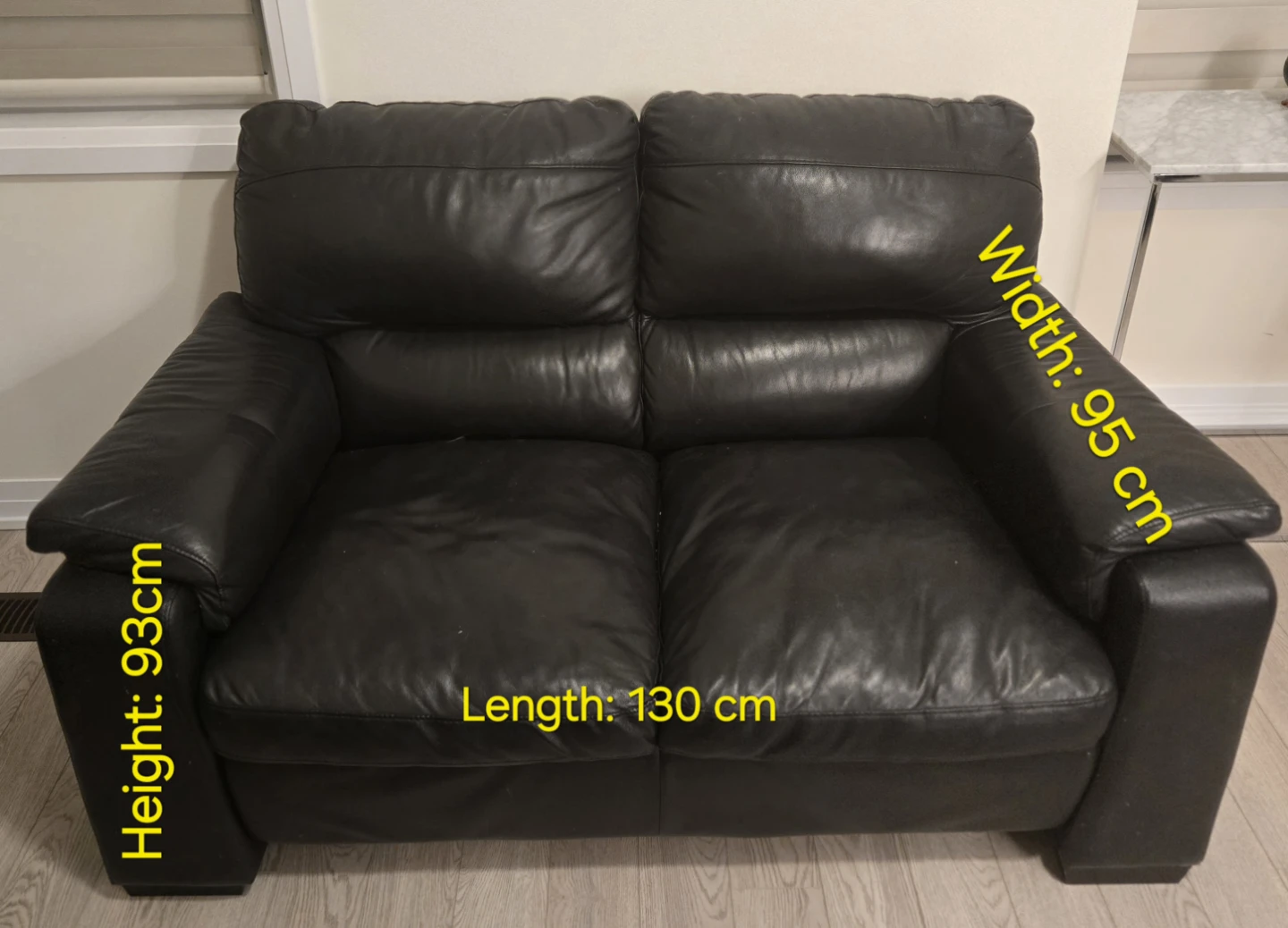 Black Italian Genuine  Leather Loveseat Sofa - photo 3