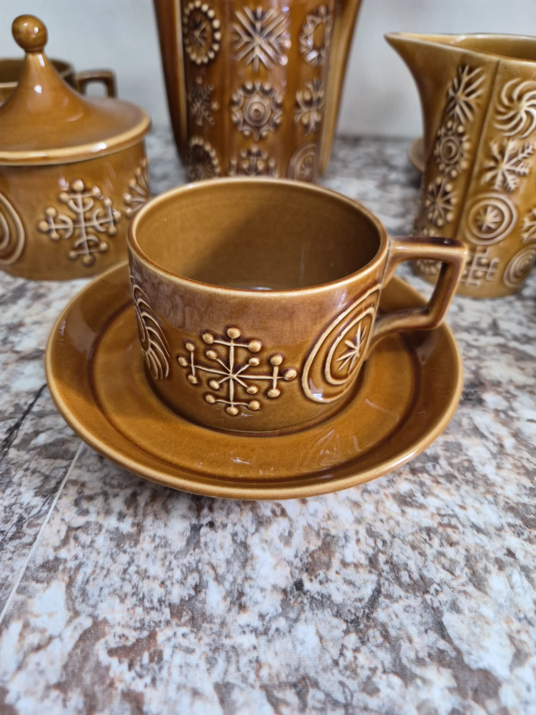 Vintage Brown Ceramic Coffee Set🏈 - photo 4