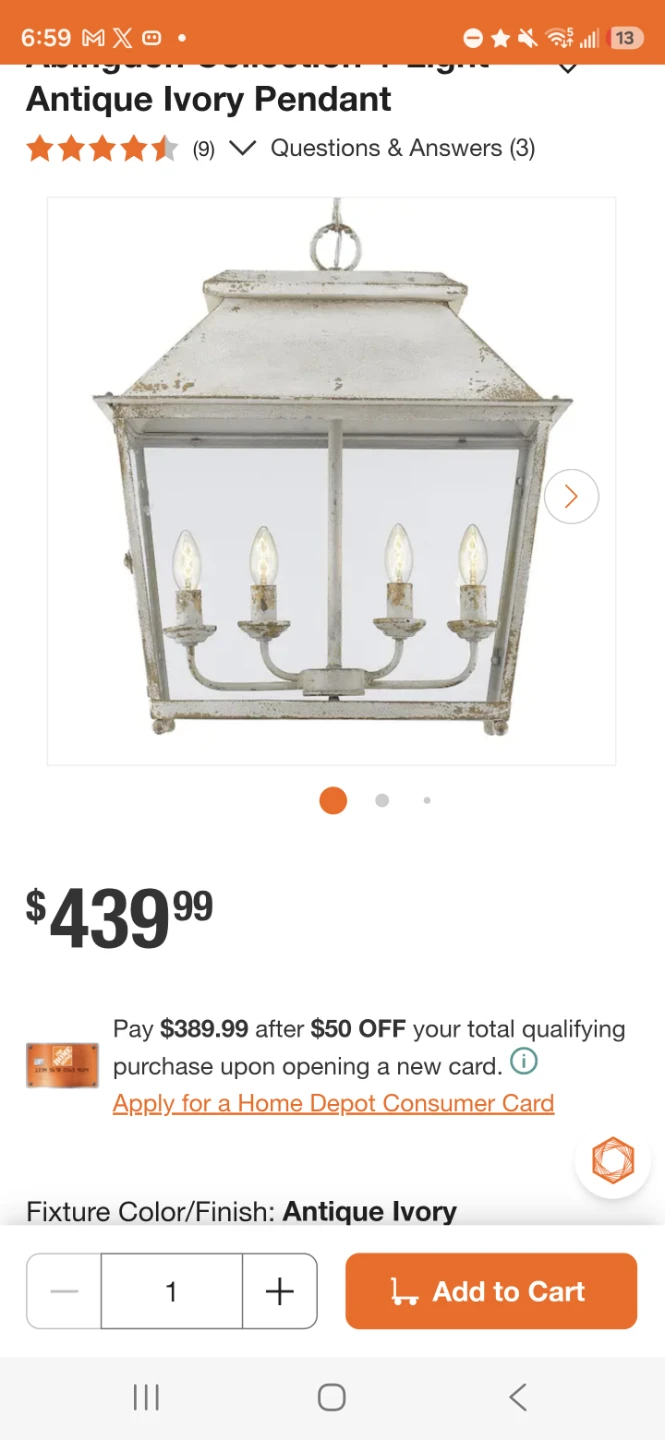 Abingdon 4-Light Antique Ivory Pendant