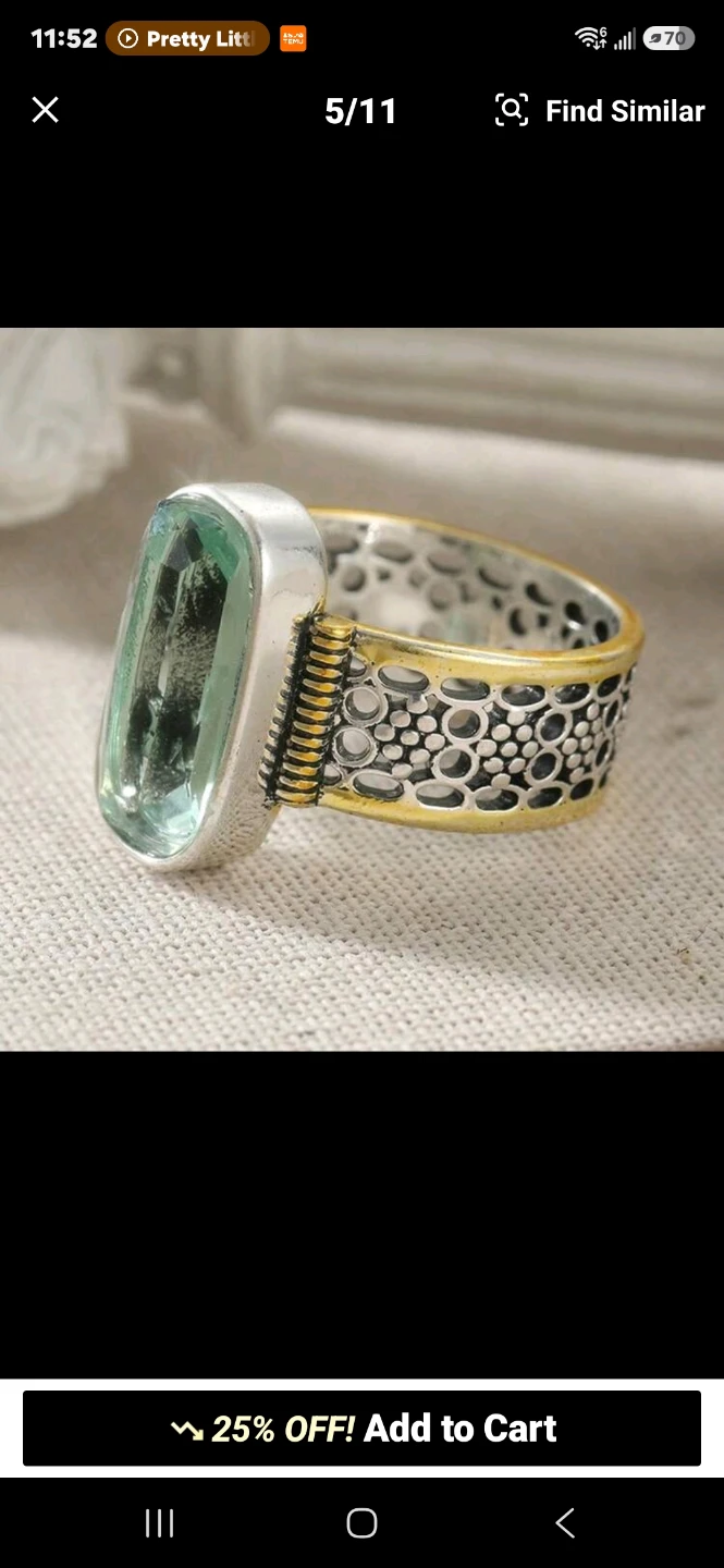 Green stone ring size 6