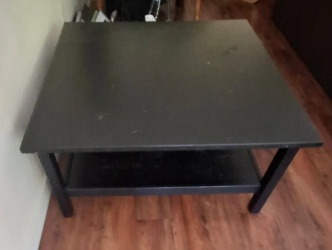 Black Square Coffee Table with Shelf