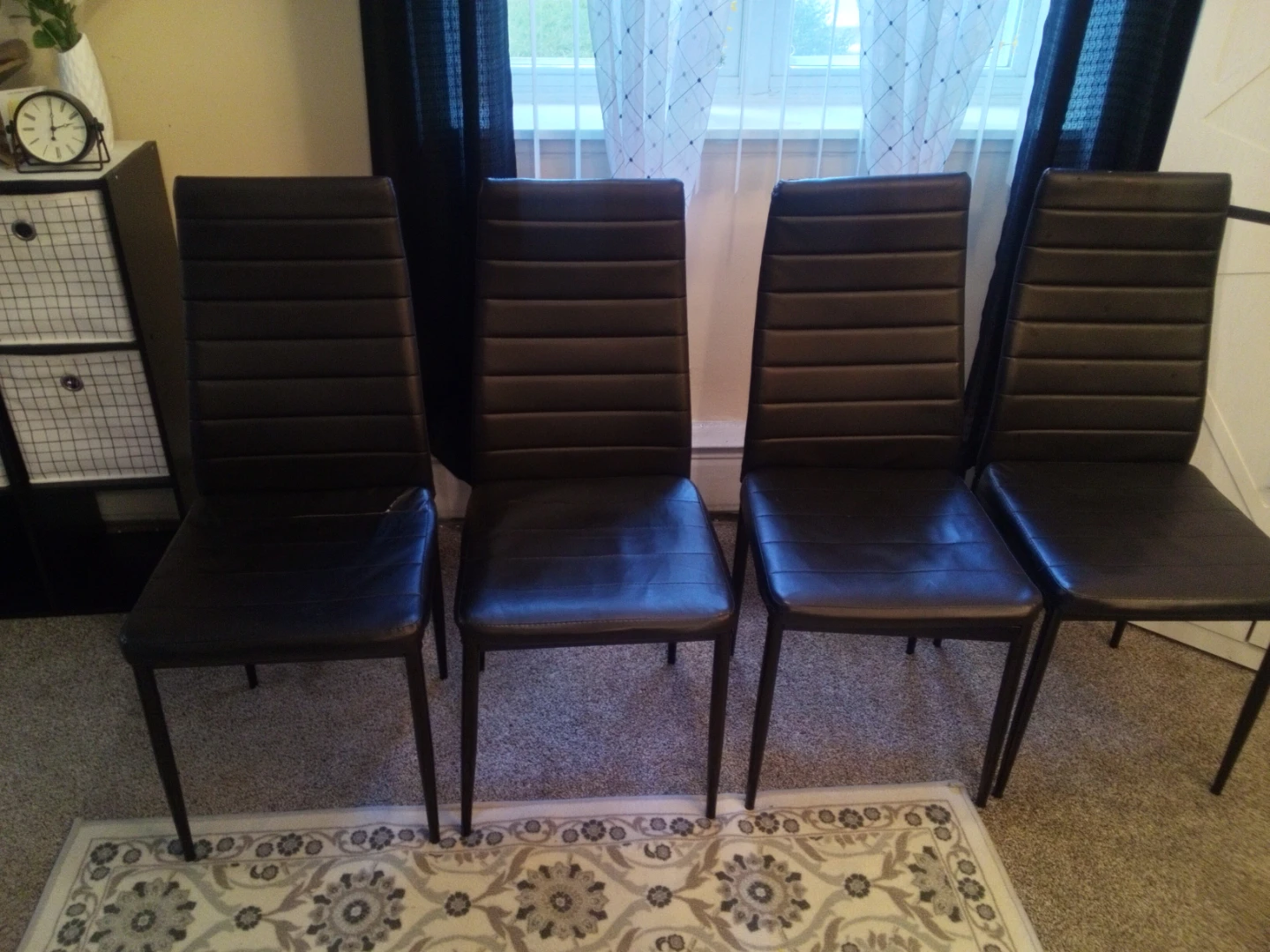 Set of 8 black Faux Leather Dining Chairs