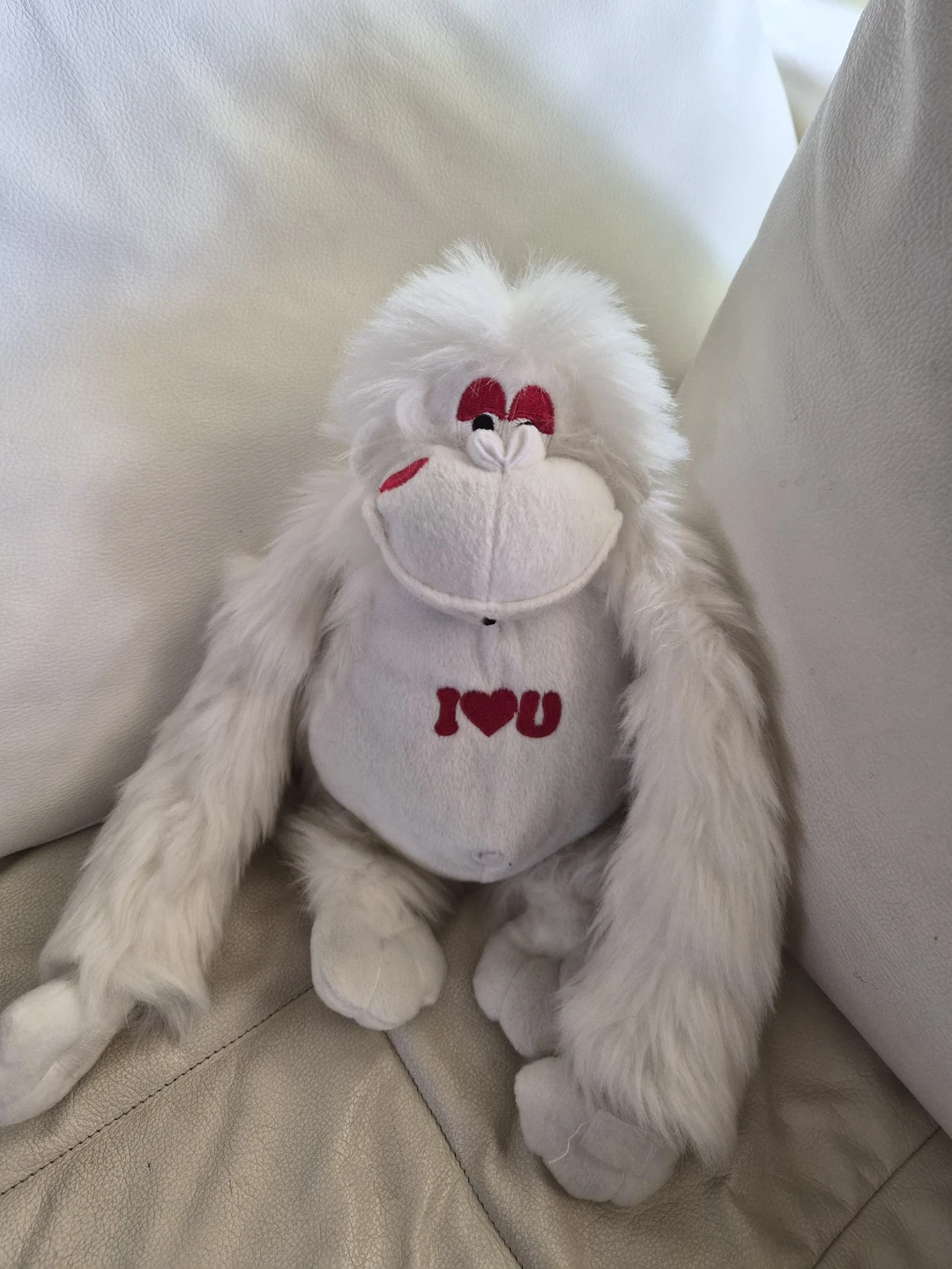 White plushie Monkey "I Heart U" Stuffed Animal - photo 2