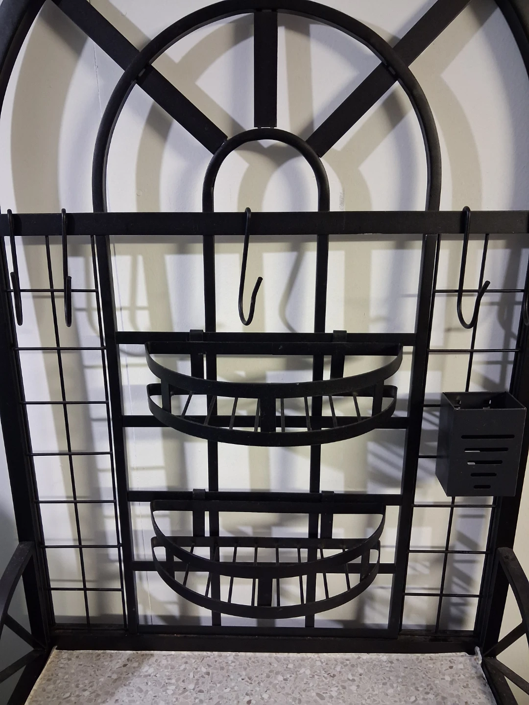 Black Metal Bakers Rack with Stone-Look Top - photo 5