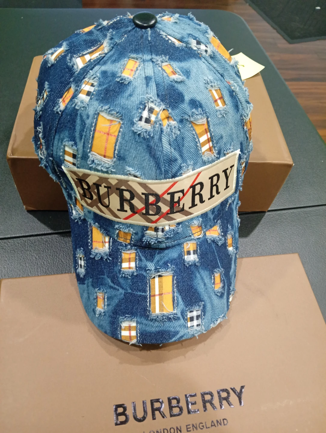 Burberry Denim Distressed Baseball Cap unisex