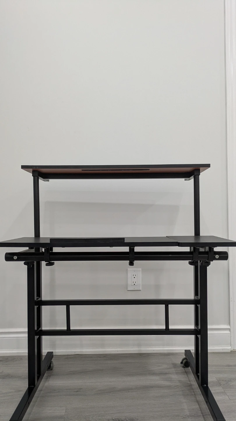 Adjustable Mobile Desk / Rolling Workstation - Black - photo 2