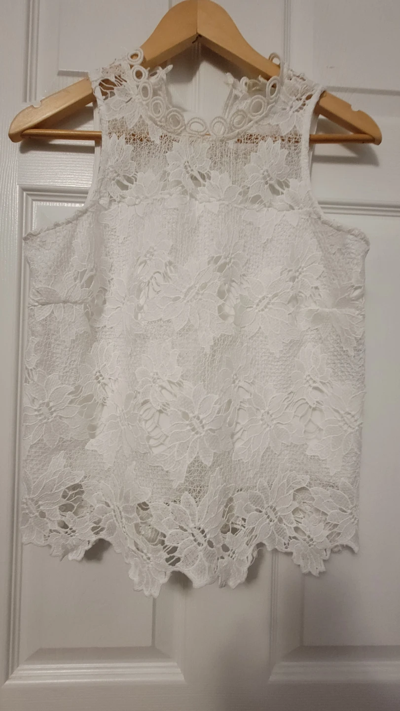 Boho White Floral Lace Halter Top