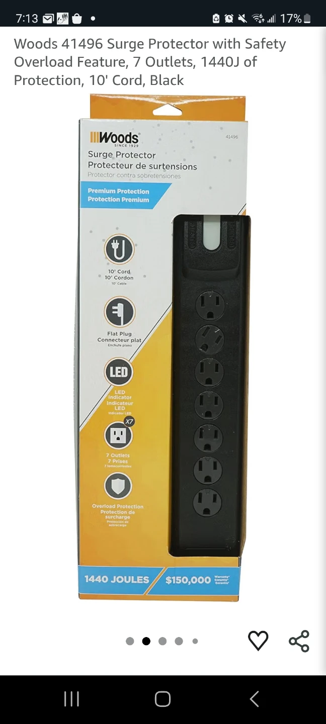 Woods 41496 Surge Protector, 7 Outlets