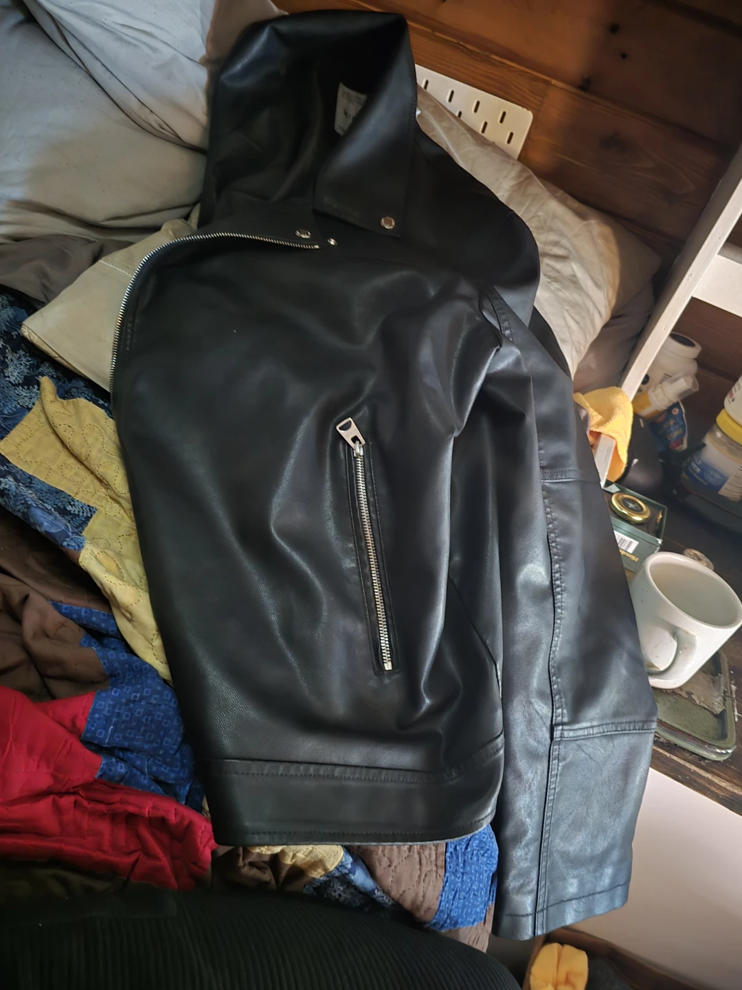 NEW Only & Sons Faux Leather Jacket Black🏈 - photo 3