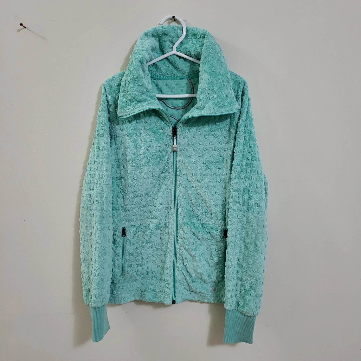 Triple Flip Mint Dot Minky Zip-Up Hoodie Jacket (12-14Y)