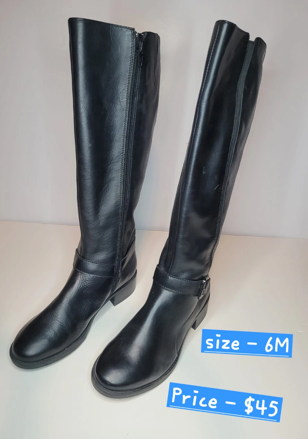 Black Tall Boots Size 6M
