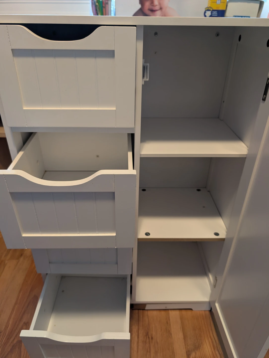White  Storage Cabinet with Drawers