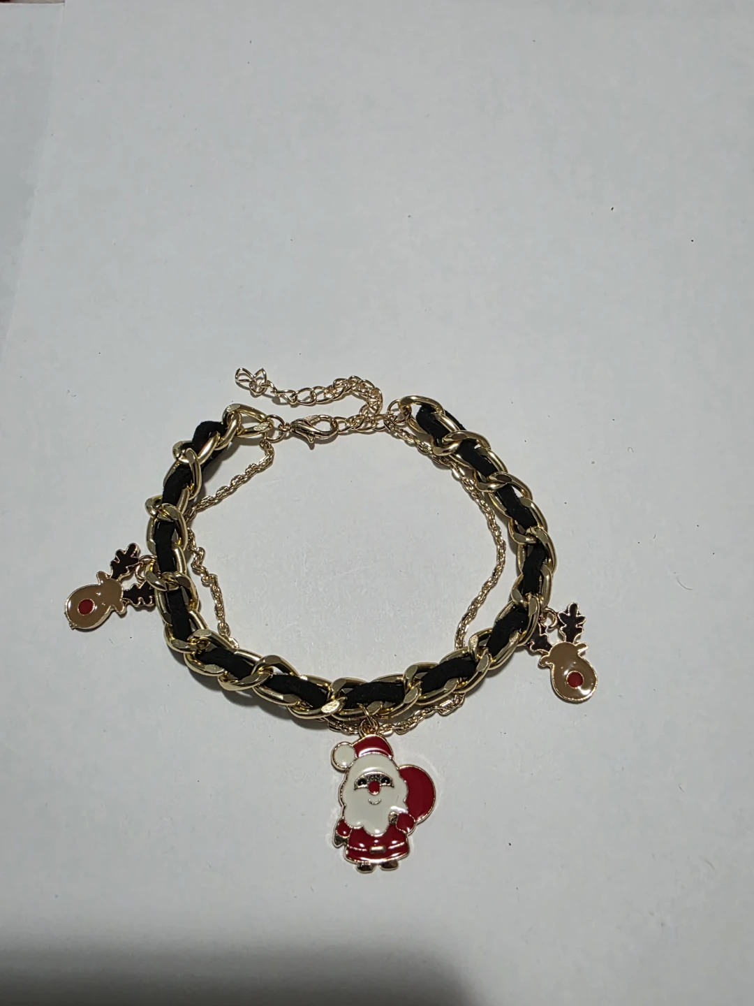 Christmas Santa and Reindeer Charm Bracelet