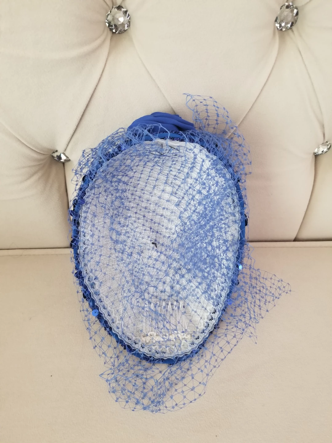 Blue Sequined Hat With Netting - photo 2