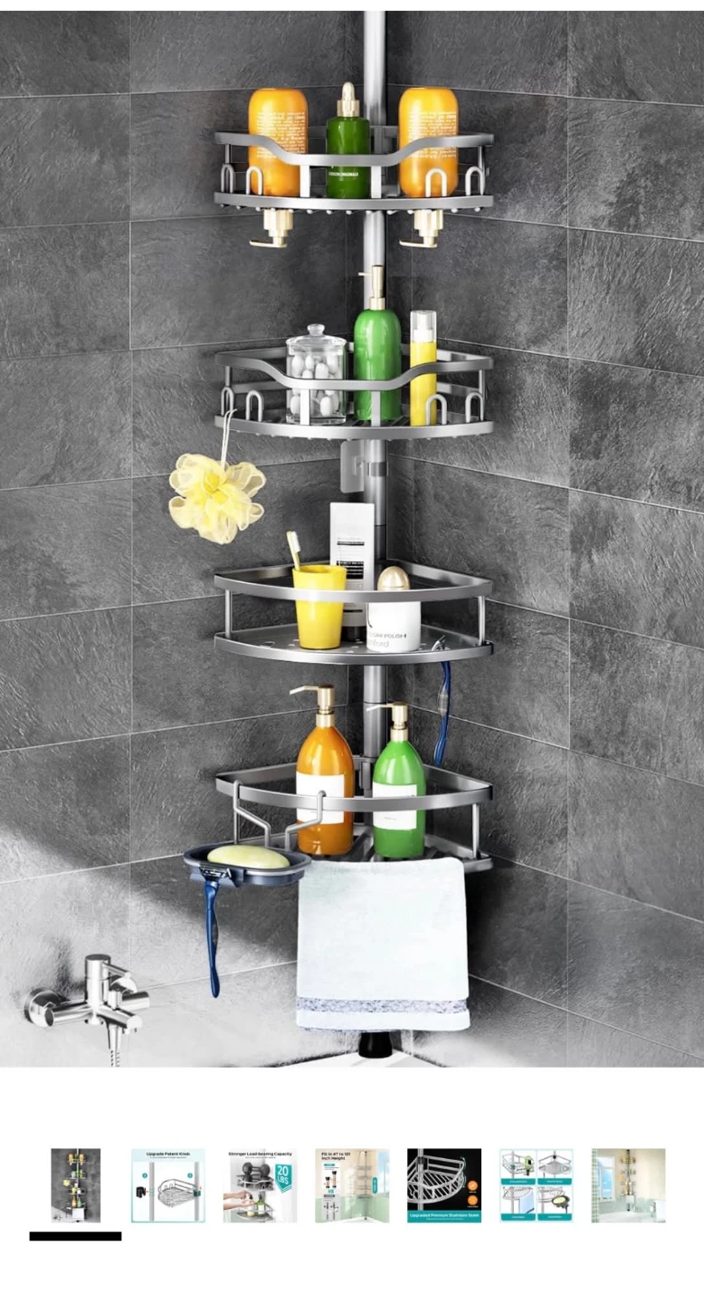 4-Tier Tension Shower Corner Shelf - photo 2