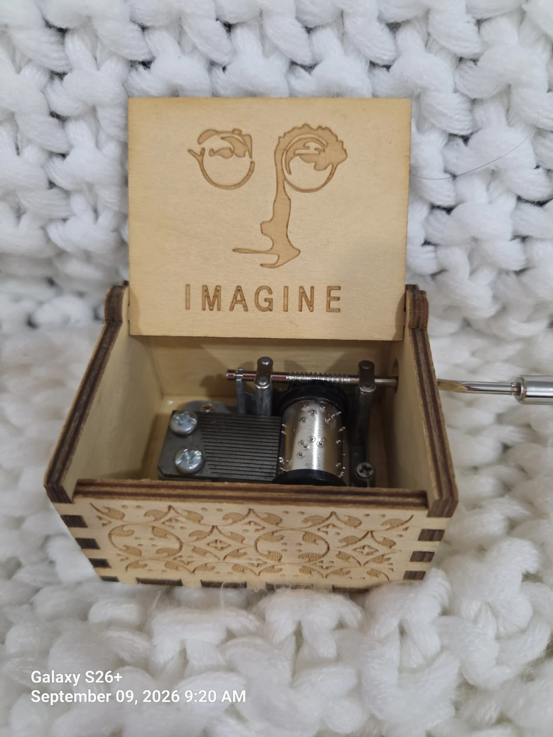 Imagine Hand-Crank Wooden Music Box