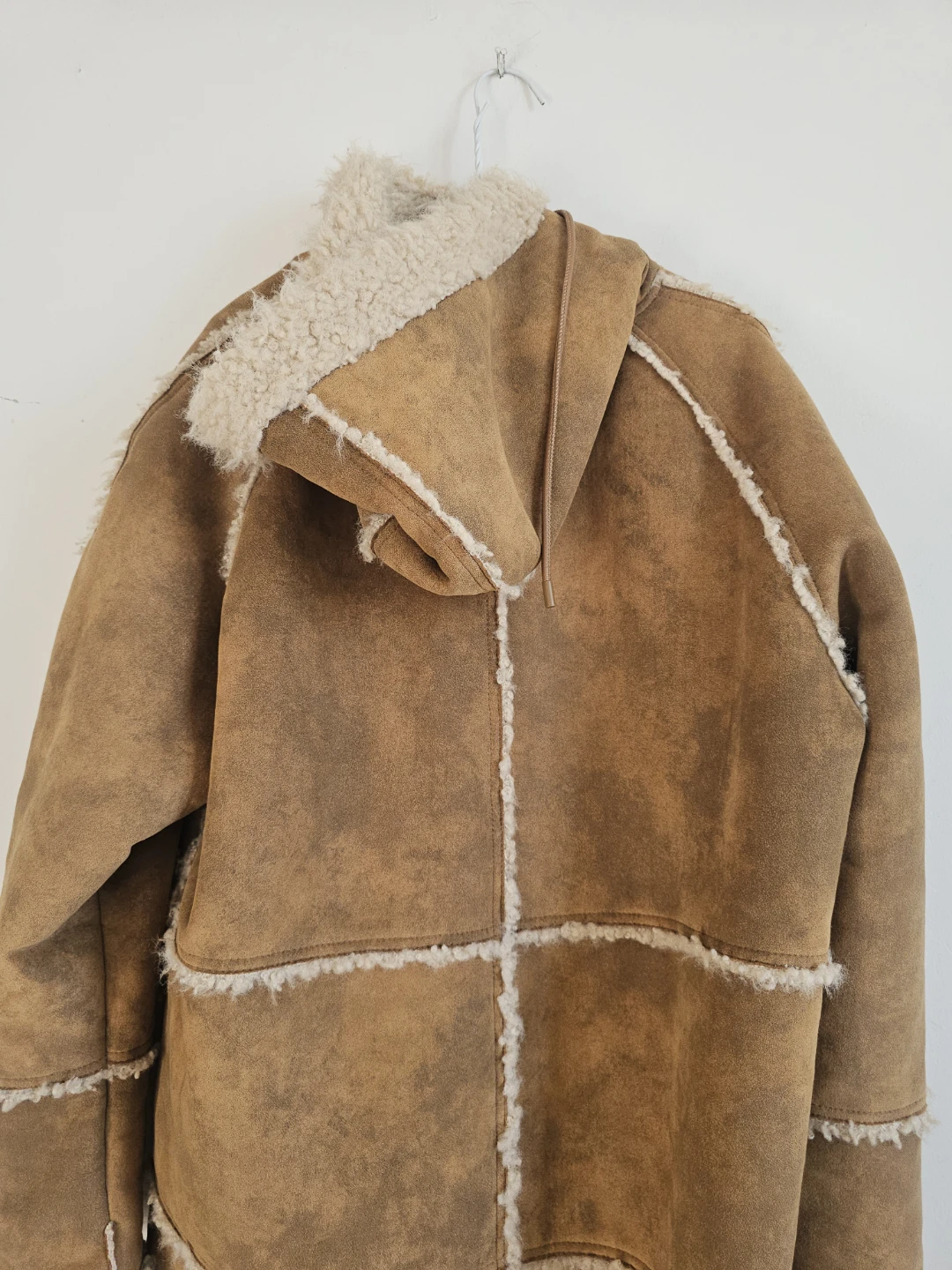Tan Faux Shearling Hooded Coat - photo 4