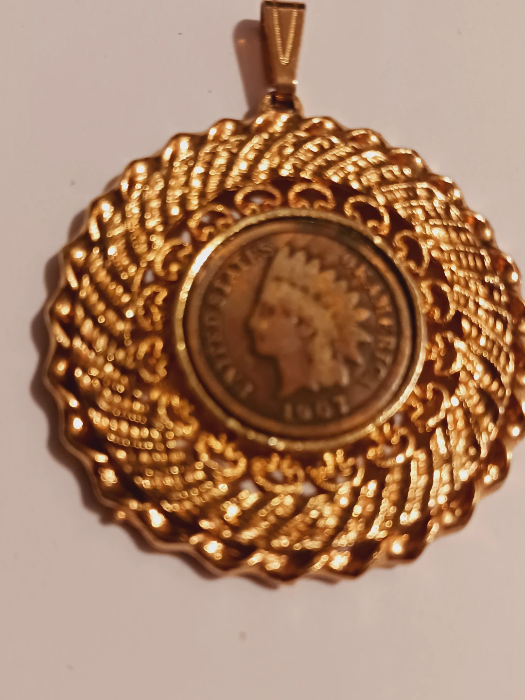 1907 Indian Head Penny Gold Plated Pendant - photo 2
